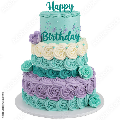 Birthday cake with candles, bright lights