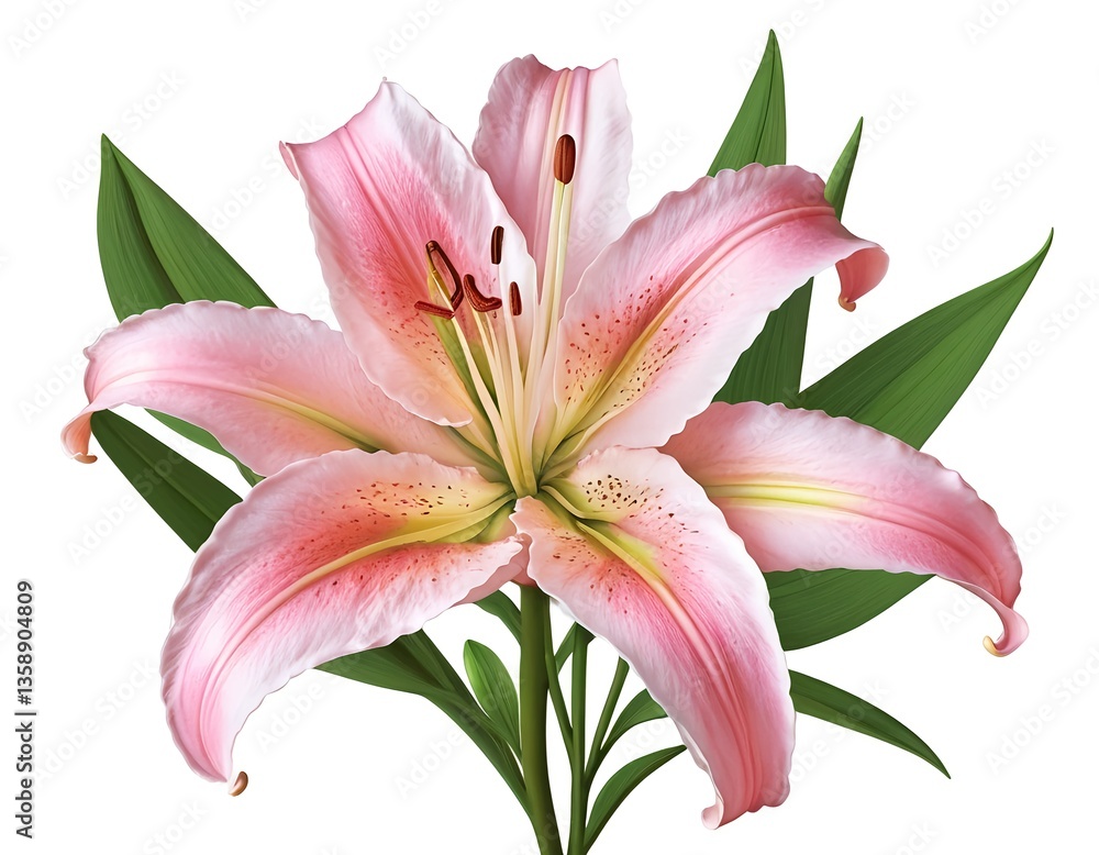 Naklejka premium Pink Lily Flower Isolated on White Background