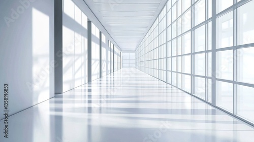 Wallpaper Mural Cheerful school corridor with sunlight pouring through windows, pristine floors, and simple walls, creating a fresh, open area for copyspace.  Torontodigital.ca