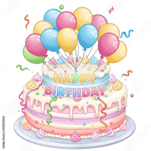 Birthday Cake, Happy Birthday Cake, Birthday Cake Illustration