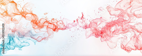 Ethereal smoke swirls vibrant shades of red and blue, creating dynamic and artistic visual effect. fluid movement evokes sense of creativity