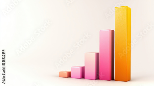 colorful bar graph representing growth, featuring pink and orange bars on light background, symbolizing progress and success