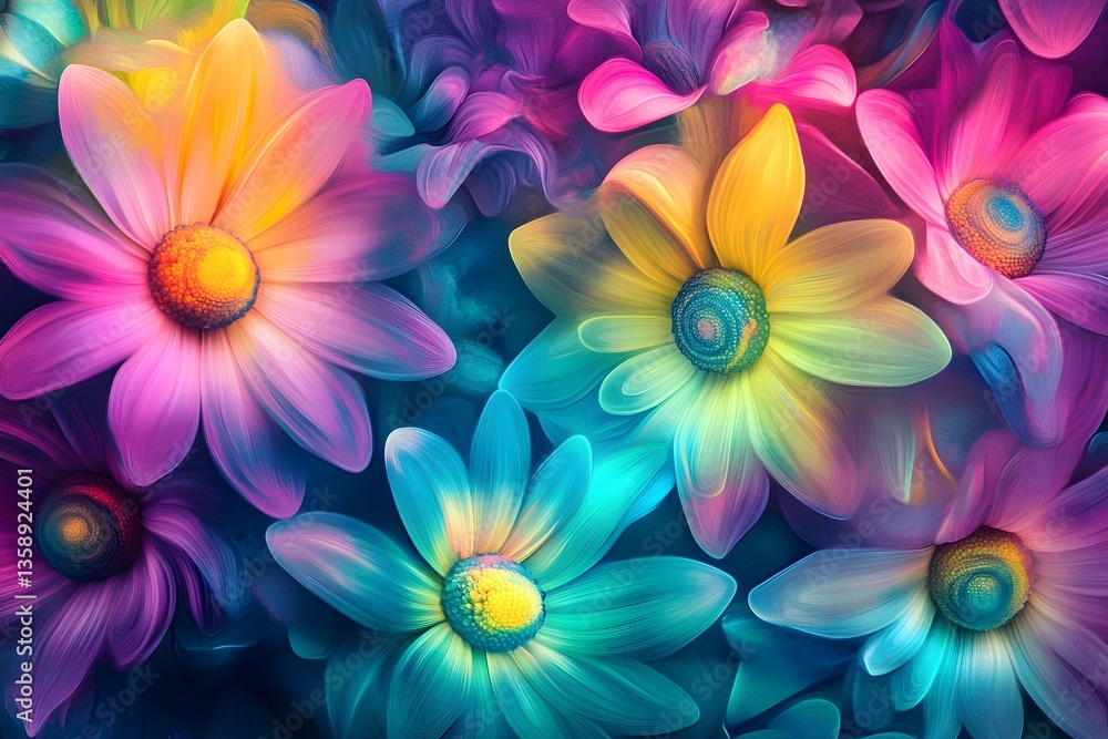 Fototapeta premium Vibrant and Colorful Floral Arrangement with Abstract Background, Ideal for Nature and Art Themes