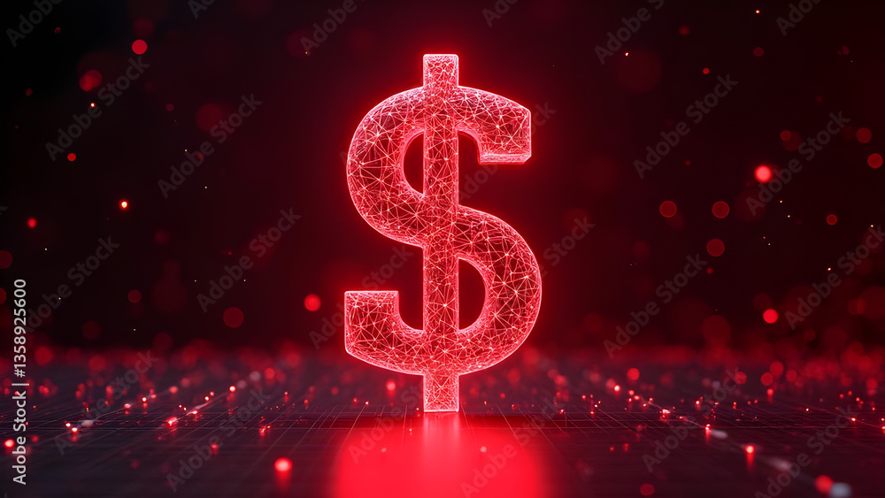 Glowing Red Digital Dollar Symbol – Finance, Economy, and Monetary Concept Glowing Red Digital Dollar Symbol – Finance, Economy, and Monetary Concept