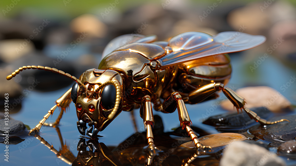 Fototapeta premium Close-up Shot of an Ant’s Head Lovingly Crafted in Polish