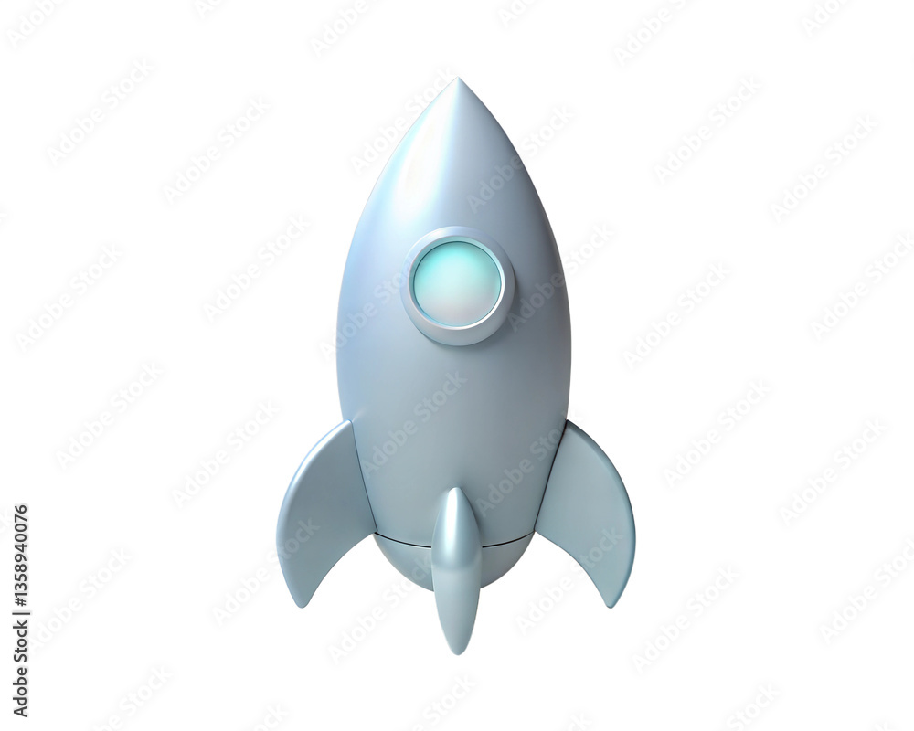 Holographic 3D Rocket Icon, isolated on white background Holographic 3D Rocket Icon, isolated on white background