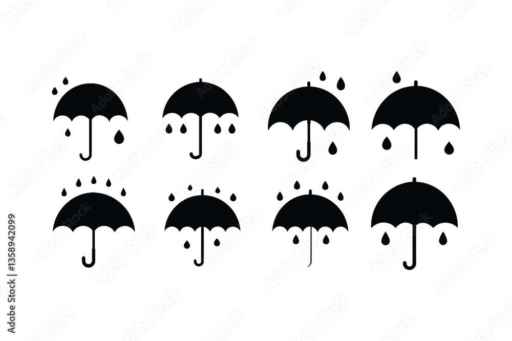 Umbrella Silhouette Under Falling Raindrops for your project. Umbrella Silhouette Under Falling Raindrops for your project.