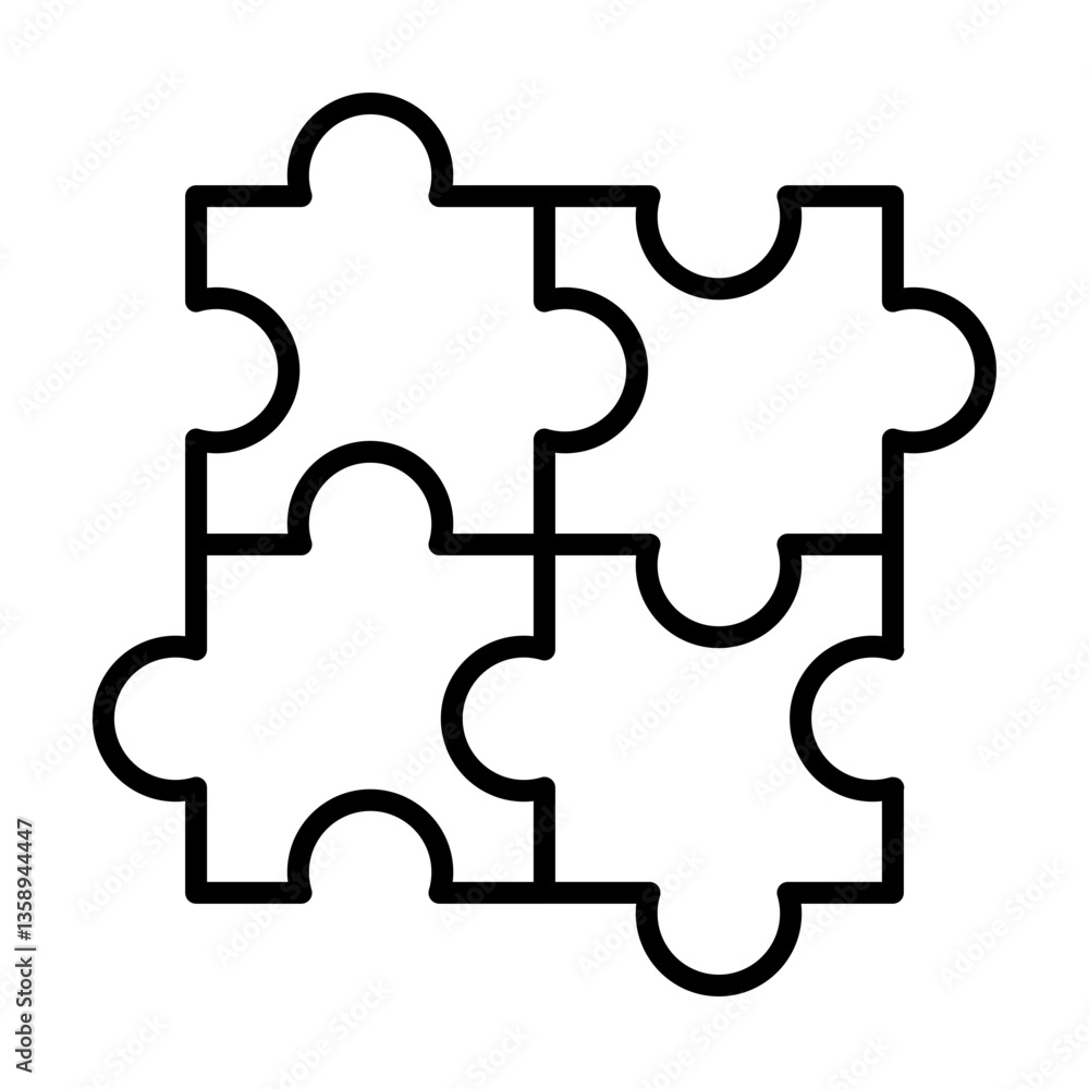 Puzzles vector icon, symbolizing problem-solving, connection, and the journey toward completion Puzzles vector icon, symbolizing problem-solving, connection, and the journey toward completion
