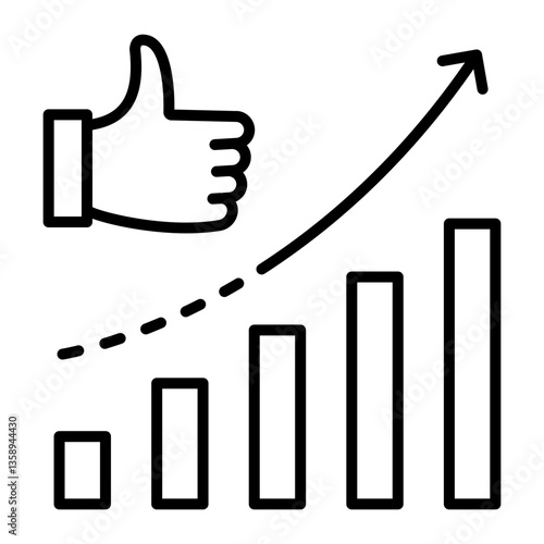 An upward-trending chart paired with a thumbs-up vector icon, symbolizing growth, success, and positive progress