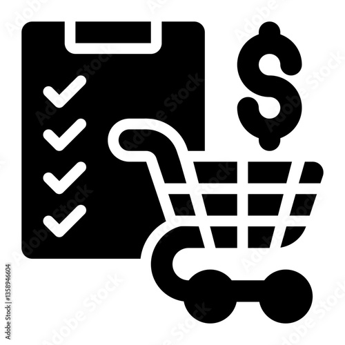 Purchasing Price, Purchasing, Purchase Glyph Solid Icon
