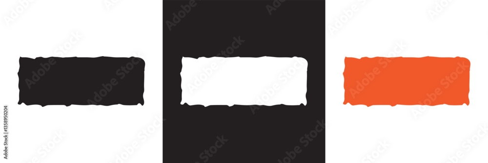 Vector hand drawn wobbly frame shapes. Cute torn paper forms. Loose jagged wavy edges. Vector illustration. isolated on white and black background. EPS 10 Vector hand drawn wobbly frame shapes. Cute torn paper forms. Loose jagged wavy edges. Vector illustration. isolated on white and black background. EPS 10