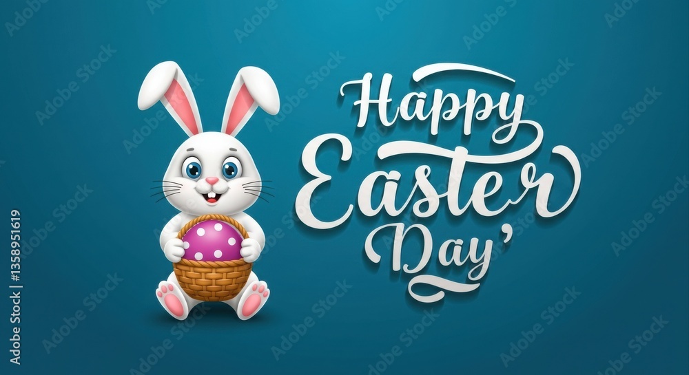 Cute Easter bunny with egg basket. Cute Easter bunny with egg basket.