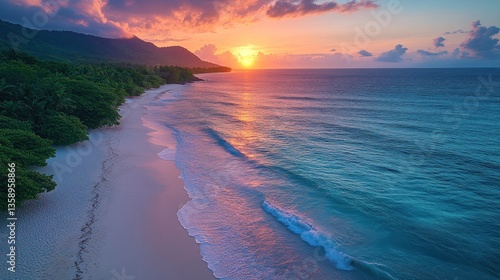 Sunset Paradise: Serene Beach at Golden Hour
