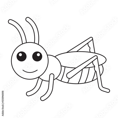 Grasshopper Coloring Page. Vector Illustration