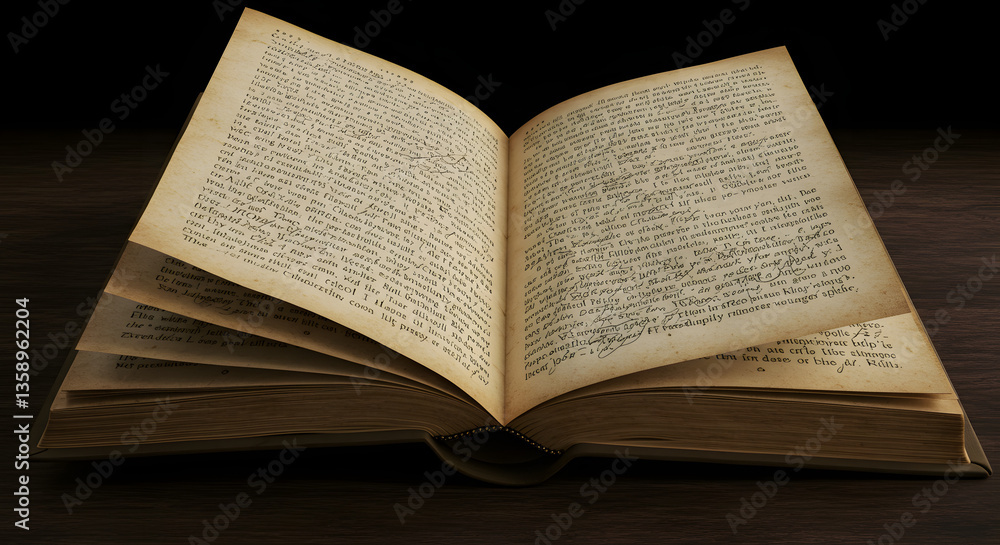 Fototapeta premium A Book That Writes Itself, Recording Everything That Happens Around It