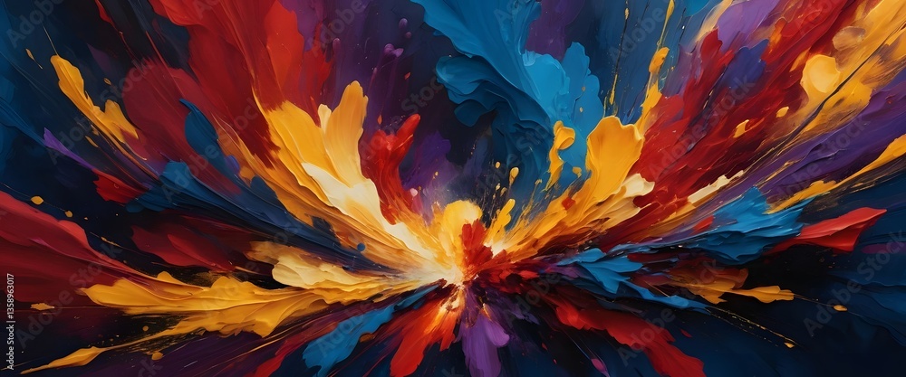 Obraz premium Colorful Nebula: Abstract Paint Splatter Universe