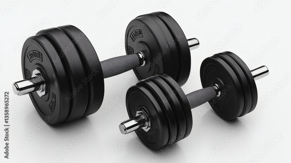 A Lightweight Adjustable Dumbbells With A Sleek Design, Displayed On A Clean White Isolated Background A Lightweight Adjustable Dumbbells With A Sleek Design, Displayed On A Clean White Isolated Background