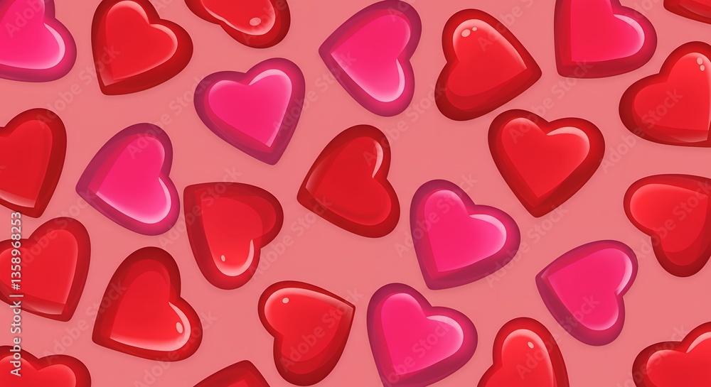 Vibrant Glossy Heart Clipart with Playful Scattered Pattern Vibrant Glossy Heart Clipart with Playful Scattered Pattern