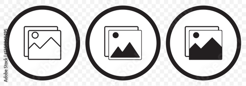 Picture icon vector isolated on Transparent background. Picture vector icon black Color. photo gallery icon vector on Transparent Background. EPS 10.