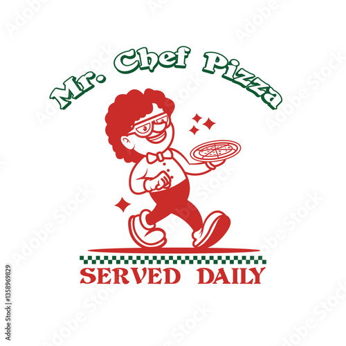 Pizza chef mascot logo template for pizza restaurant