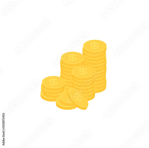 golden coins isolated on white background