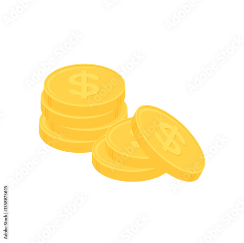 golden coins isolated on white background