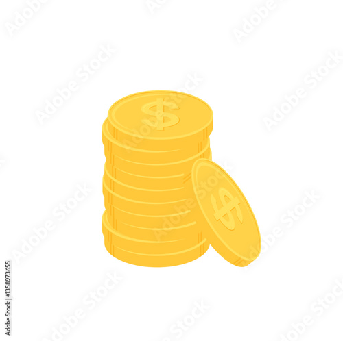 golden coins isolated on white background