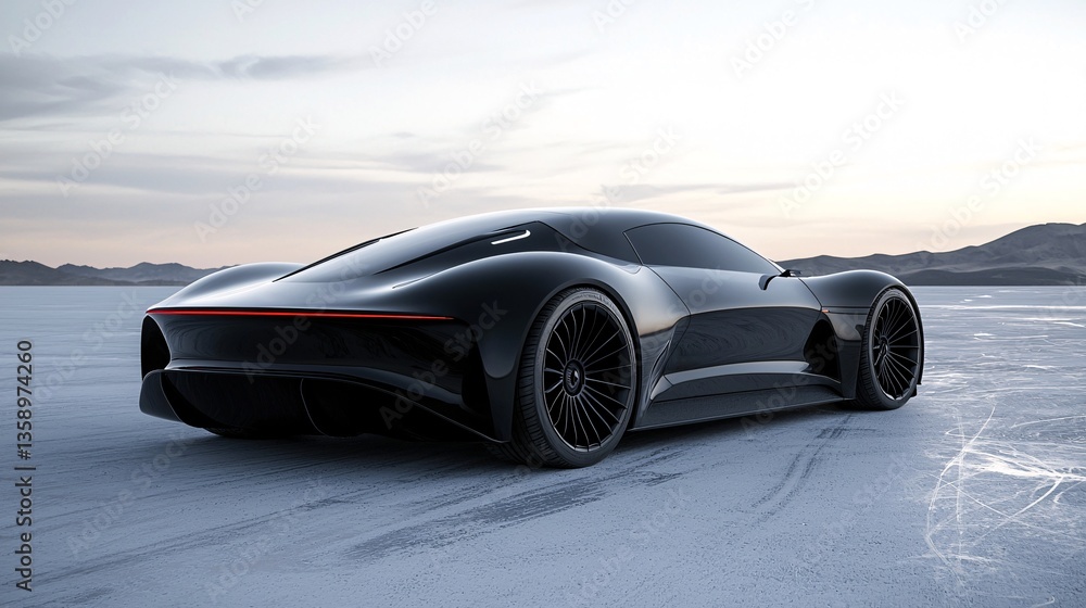 Fototapeta premium Electric supercar with next-gen solid-state lighting for minimal energy use.
