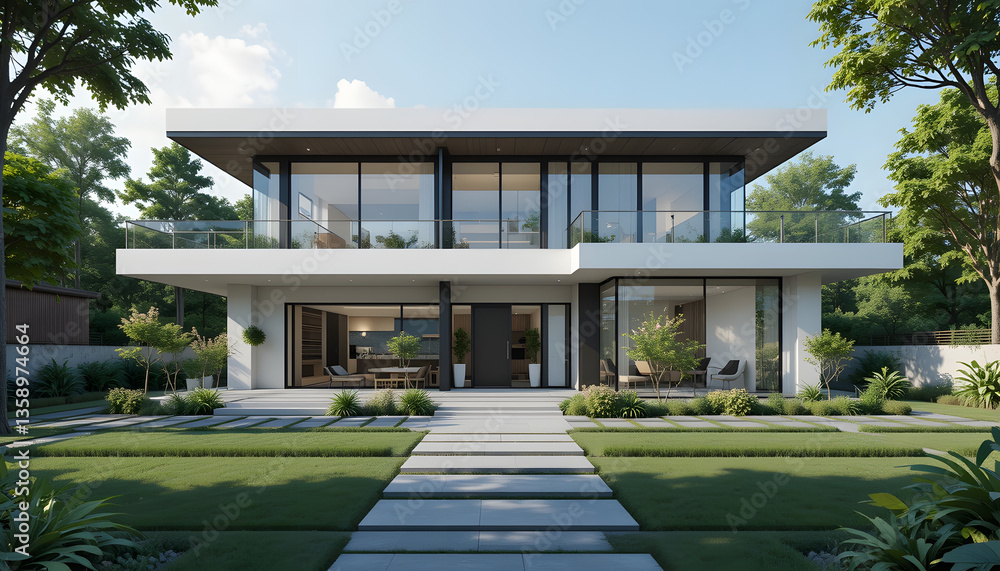 Fototapeta premium Luxury Modern Home Green Scenery