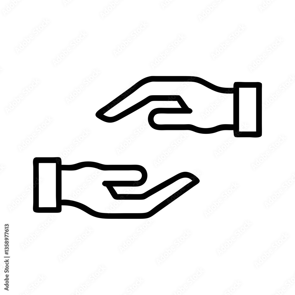 Two hands in a supportive gesture against a white background Two hands in a supportive gesture against a white background
