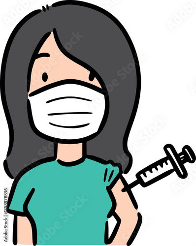 Illustration of woman being injected