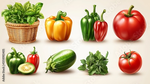 Assortment of colorful vegetables including peppers cucumbers and tomatoes on dark surface representing fresh organic farming culinary produce and kitchen nutrition concept