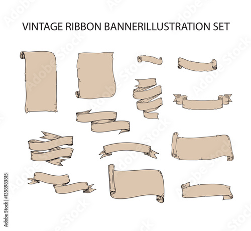 Retro Banner Vector Set Vintage Ribbon Collection 