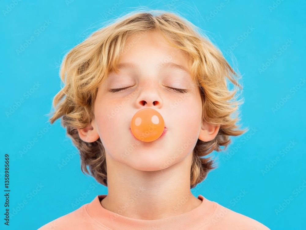 Boy with closed eyes and candy Boy with closed eyes and candy