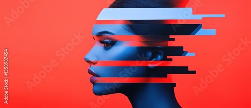 Stylish woman sliced artwork