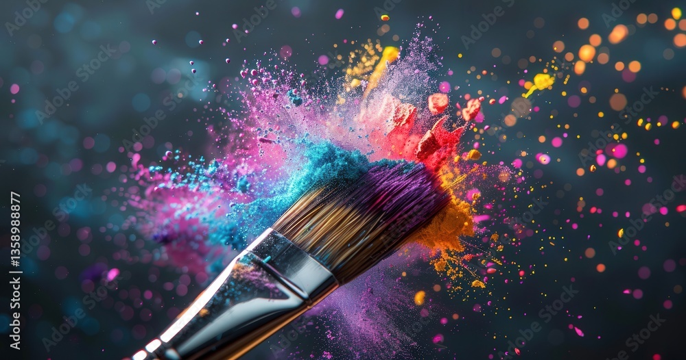 Fototapeta premium Colorful paint explosion from a brush.