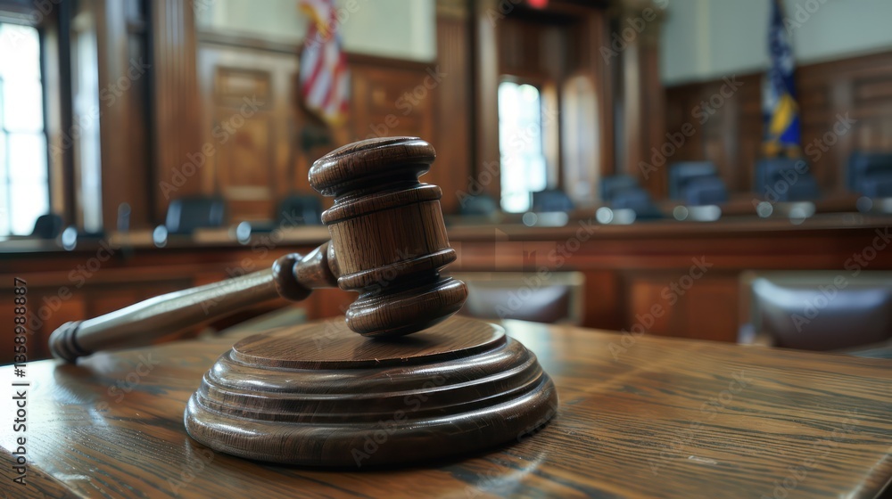 A close-up of a judge's gavel resting on a wooden block in a courtroom, symbolizing authority and legal proceedings. A close-up of a judge's gavel resting on a wooden block in a courtroom, symbolizing authority and legal proceedings.