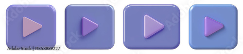 purple play button icons set on transparent background