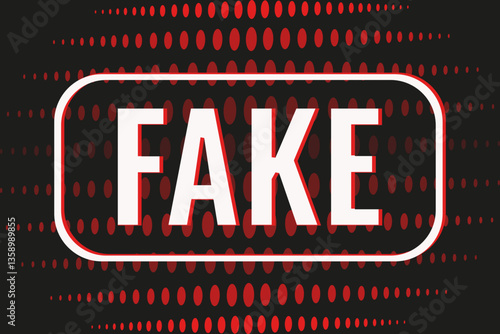 Simple Fake vector illustration. Fake typography text in frame and minimal dotted background.  Marking Fake News vector badge. EPS 10