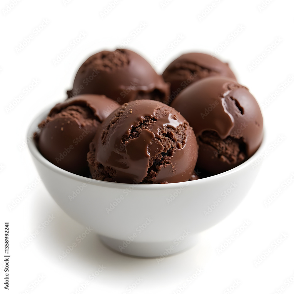 Rich Chocolate Ice Cream Scoops in a White Bowl – Decadent Frozen Dessert, Sweet Indulgence, and Gourmet Treat Rich Chocolate Ice Cream Scoops in a White Bowl – Decadent Frozen Dessert, Sweet Indulgence, and Gourmet Treat