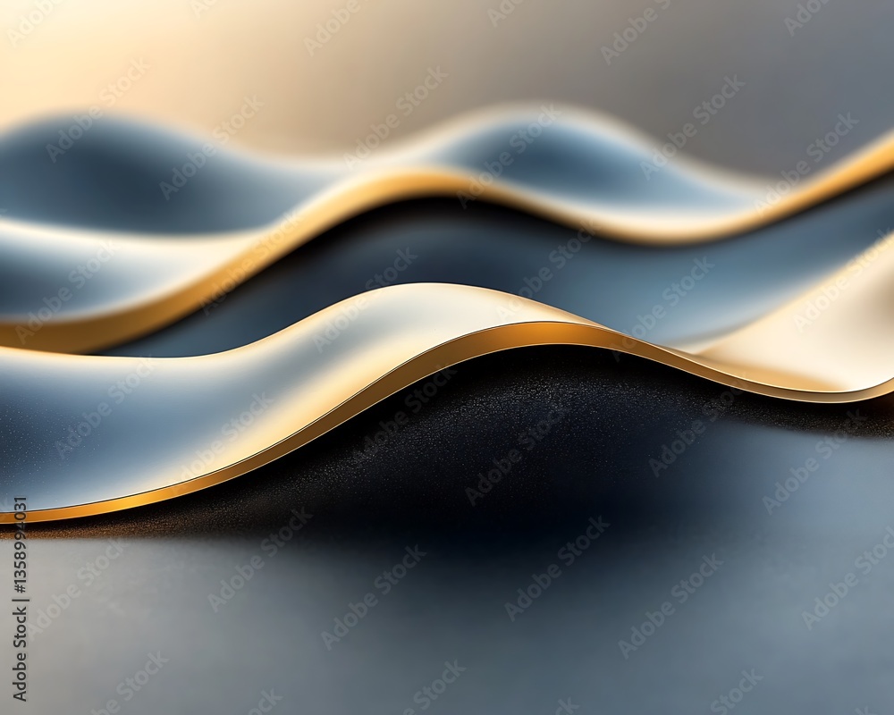 Obraz premium Abstract art displays wavy lines with golden borders and shading