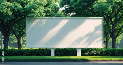 Advertising vacant elongated white billboard with room for mockup details
