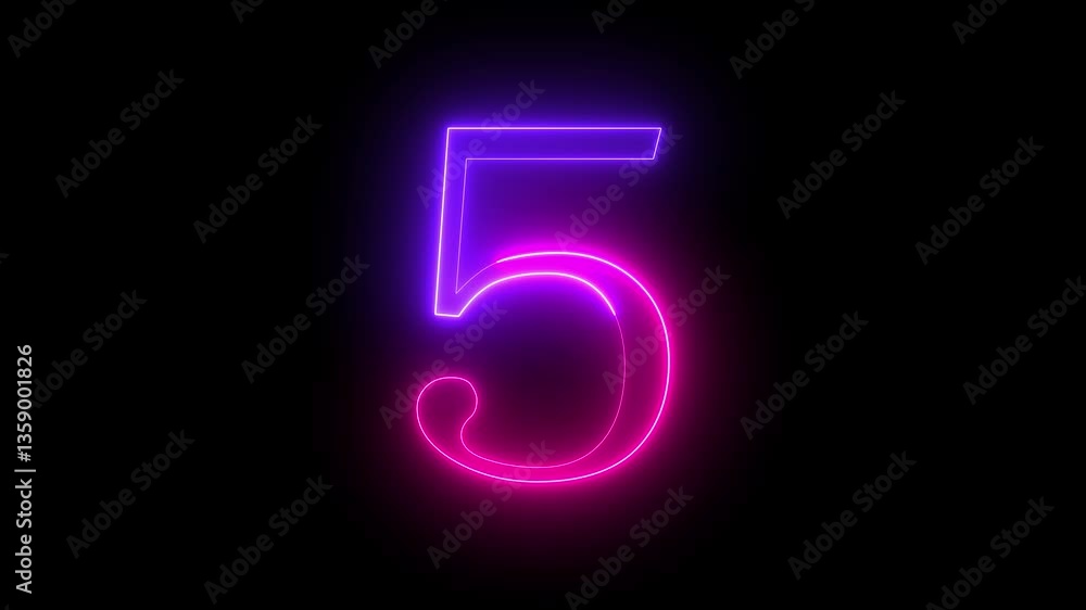 5 Animation of glowing neon Pink and blue color number text animation . pink and blue neon number Five .number, number 2, pink and blue 5 Animation of glowing neon Pink and blue color number text animation . pink and blue neon number Five .number, number 2, pink and blue
