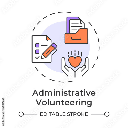 Administrative volunteering multi color concept icon. Coordinating organization work. Contribution type. Round shape line illustration. Abstract idea. Graphic design. Easy to use in brochure