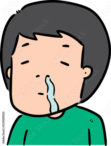 Illustration of man got runny nose
