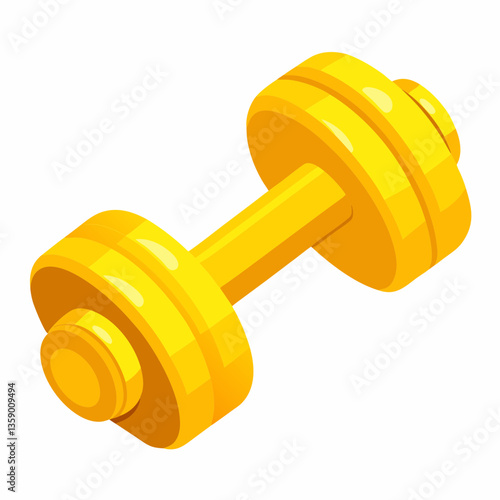 Glossy Yellow Dumbbell with Textured Grip – High-Quality Fitness Equipment.