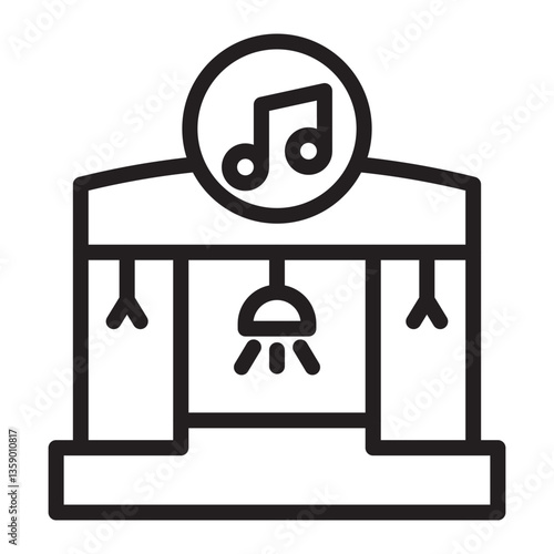 Rap Concert Stage   Vector Line Icon Design