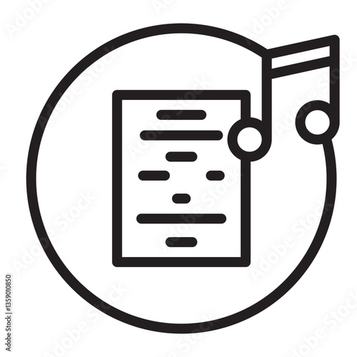 Rap Lyrics Book   Vector Line Icon Design