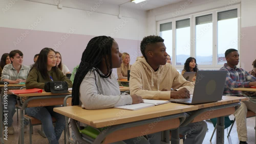 Engaged students participating in classroom learning environment