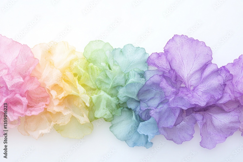 Obraz premium A Rainbow Spectrum of Delicate Floral Petals, A Stunning Artistic Floral Arrangement